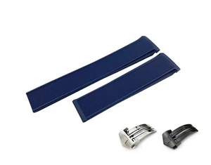 Correa de silicona de goma azul marino de 22 mm para reloj Tag Heuer pasadores/herramienta de cierre de hebilla - Imagen 1 de 8