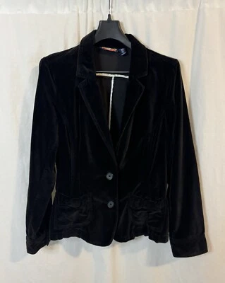 Chaqueta Blazer Havana Jacks Café Para Mujer 16 Negra Terciopelo Bolsillos con Lazo 2 Botones Foto 1 de 4