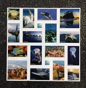 2022USA #5713 Forever National Marine Sanctuaries - Block of 16 Stamp From Sheet - Picture 1 of 1