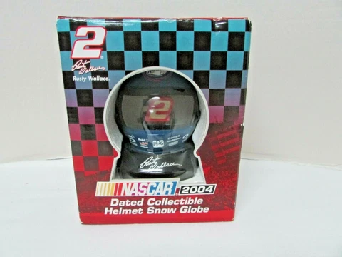 NASCAR 2004 Rusty Wallace Helmet Snow Globe by Trevco New in Box Cover