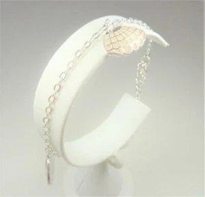 BEACH FASHION RHODIUM NAUTICAL SILVER TONE PAINTED BEACH SHELL SEA LIFE ANKLET - Picture 1 of 6