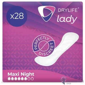 1x Drylife Lady Maxi Night Premium Thin Incontinence Pads for Women - Pack of 28 - Picture 1 of 7
