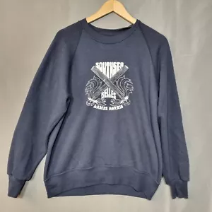 VTG Jerzees Sweatshirt Mens Size L Navy Blue Morris Dancing Graphic Print - Picture 1 of 8