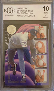 1995 Fleer ULTRA STRIKEOUT KING # 2 ROGER CLEMENS, BOSTON RED SOX Graded 10 BCCG