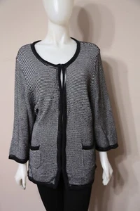 Cárdigan de mujer Sejour suéter tejido blanco y negro 3x - Imagen 1 de 7