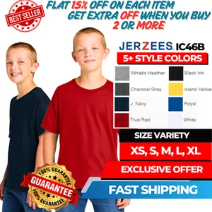 Jerzees IC46B Youth Short Sleeve Ultimate Ring Spun Classic Fit T-Shirt - Picture 1 of 9