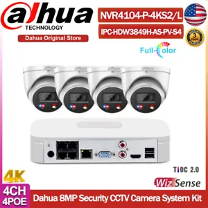 Dahua 4K 4ch 4POE CCTV System 8MP TiOC 2.0 AI Camera Full Color Dual Light Lot - Picture 1 of 24