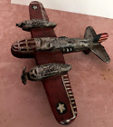 Vintage WW2 US Army Cast Iron Toy Bomber Plane Original Twin Propellers