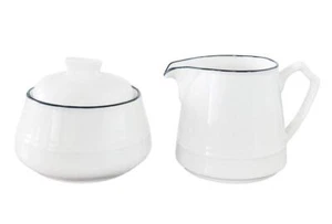 White Ceramic Creamer and Sugar Set Coffee Serving Set - Picture 1 of 5