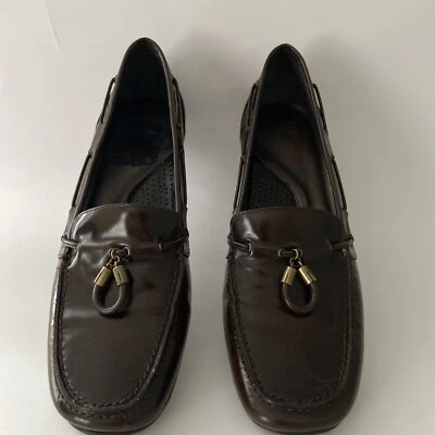 Mocasines Sesto Meucci Mujer Sin Cordones Borlas Cuero Marrón Talla 7N Hechos en Italia Foto 1 de 4