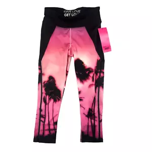 Leggings gráficos rosados negros Betsey Johnson XS palmeras bloque de color ombre yoga - Imagen 1 de 10