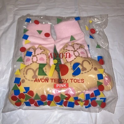 Винтажный 1994 Avon плюшевые пальцы ног Baby ботинок носки розовый погремушка 0-6 месяцев новый - Изображение 1 из 2