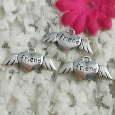 Free Ship 40 Pcs Antique Silver Wing and Heart Charms Pendant 27X12MM H-1915