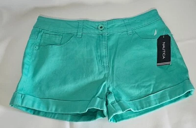 Shorts Nautica feminino azul-petróleo piscina sarja preppy praia resort - Imagem 1 de 3