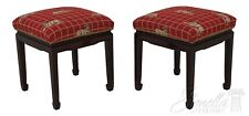 58608EC: Pair Chinese Chippendale Dog Print Upholstered Ottomans Or Stools