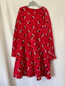 Minnie Mouse Dress Red Hearts Print Long Sleeve Girls Disney Size M,L New - Picture 1 of 4