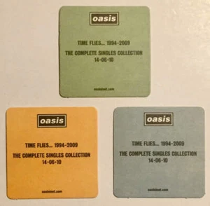 Oasis Time Flies 1994-2009 Original unbenutzt Promo 3er Set Getränkeuntersetzer Bier Ma - Bild 1 von 2