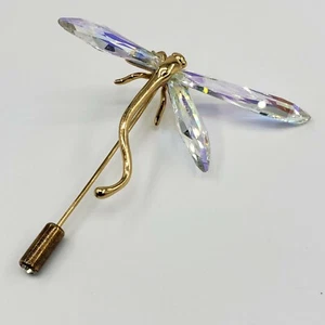 Sterling Silver Pin Brooch Large Prism Crystal Dragonfly Fashion Elegant Insect - Picture 1 of 9