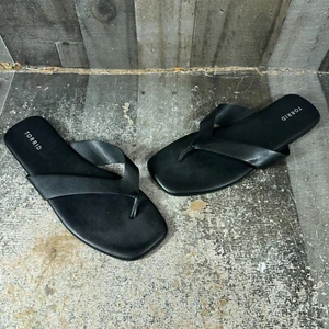 Sandalia acolchada con tanga punta cuadrada tórrida ancho negro para mujer 12WW - Imagen 1 de 10