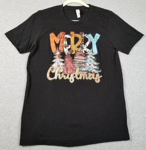 Merry Christmas T Shirt Adult Small S Graphic Short Sleeve Holiday Stretch Knit - Picture 1 of 8