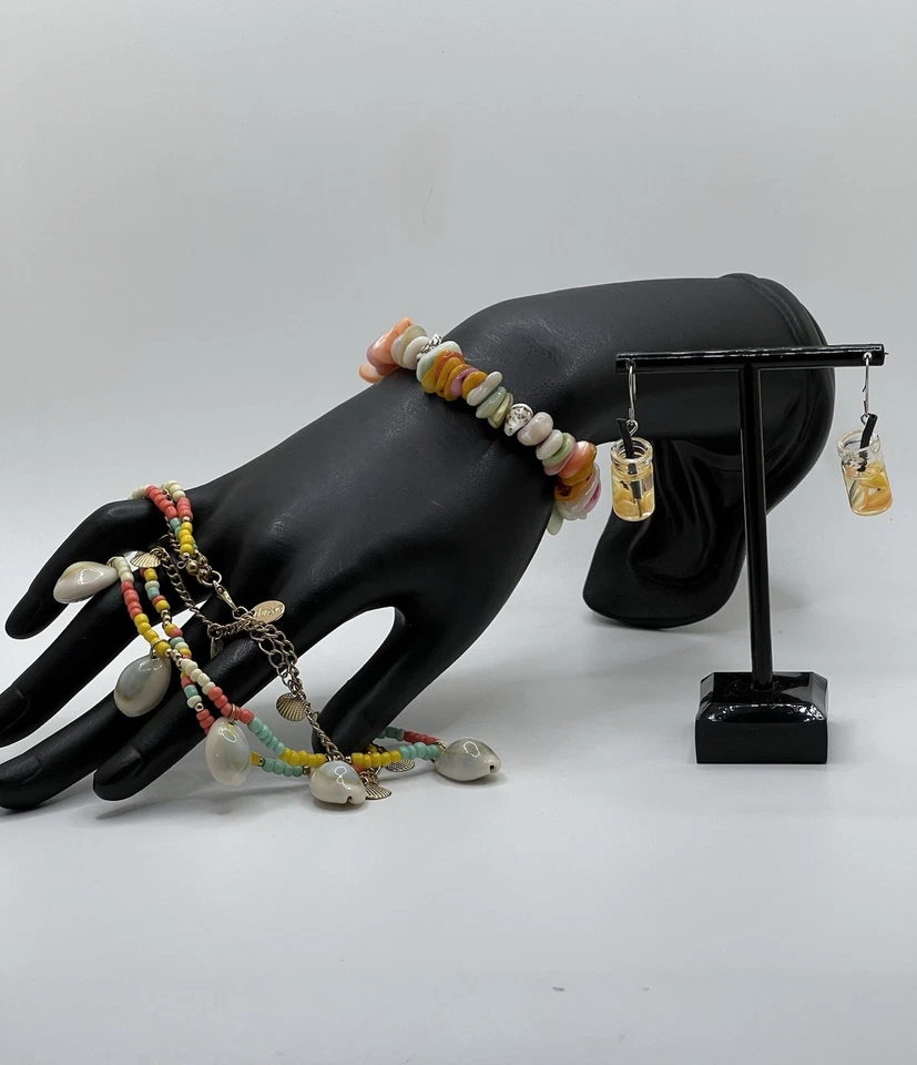 Pulsera y Pendientes Claire's Summer Tobillera 3 Hilos Tono Dorado Ajustables Foto 1 de 4