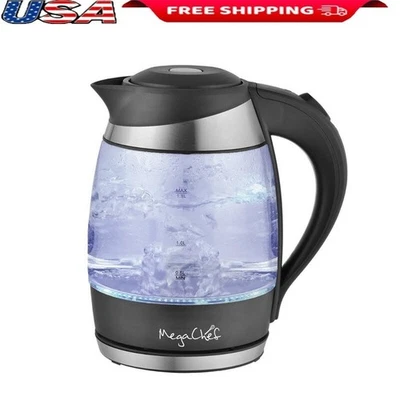 Electric Tea Kettle Glass Stainless Steel Auto Shut Off Drip Free Spout Filter - Image 1 of 4