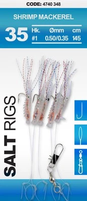 Spro Salt Rig 35 Brandungsvorfächer Shrimp Mackerel Gr. 1 145cm Heringsvorfach - Bild 1 von 2