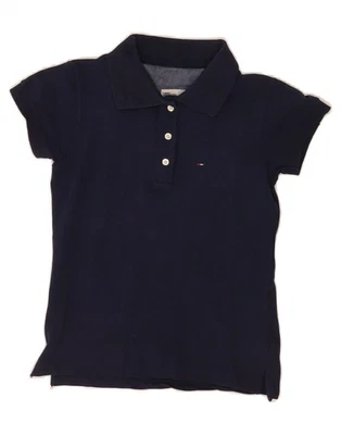 TOMMY HILFIGER Girls Polo Shirt 11-12 Years Medium Navy Blue Cotton DS03 - Image 1 of 3
