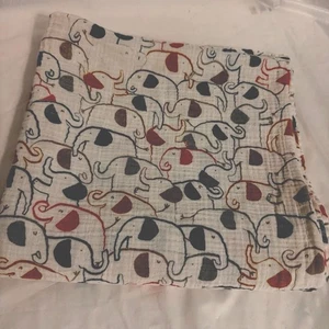 "Manta Pottery Barn Niños Elefante Fiesta Muselina Algodón Orgánico 44x46""" - Imagen 1 de 5