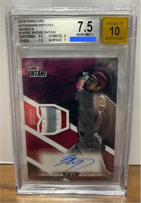 Shohei Ohtani 2019 Topps Fire #FSP-SO Autograph Patches Magenta /10 BGS 7.5 - Image 1 of 2