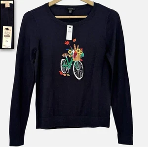 Neu mit Etikett! TALBOTS MARINEBLAU BESTICKT JACQUARD HERBST FAHRRAD SHIRT PULLOVER OBERTEIL 2X - Bild 1 von 17
