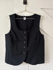 GAP Damen Leinenmischung U-Ausschnitt Weste Größe Small schwarz Knopfleiste hinten zum Binden - Bild 1 von 12