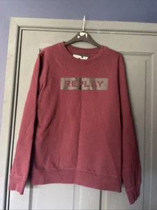 Replay Burgundy Size M Jumper Black Motif - Picture 1 of 5