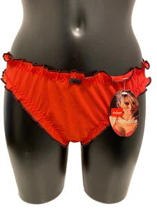 Triumph Slip rot Größe L sexy Messages "HOT" in schwarz Strass Slips - Bild 1 von 6