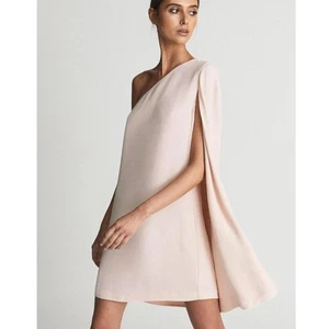 Mini abito monospalla Reiss nudo Samantha Cape taglia 10 nuovo con etichetta - Foto 1 di 11