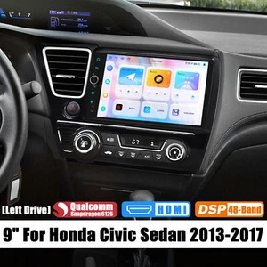RADIO PARA COCHE ANDROID 12.0 PARA HONDA CIVIC 2013-2017 9" REPRODUCTOR ESTÉREO GPS NAVEGACIÓN WIFI - Imagen 1 de 14