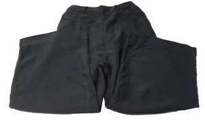 H By Halston Black Pants Sz M Linen Blend Cropped Wide Leg Tie Belt Pull On 3296 - Picture 1 of 6