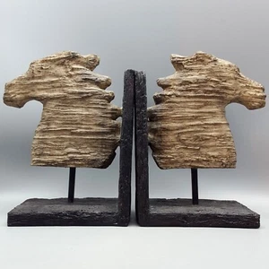 A&B Home Horse Bookends Set, Weathered Wood Look 11.6"x4"x7.6" Contemporary - Picture 1 of 12