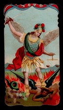 ANTICO Santino Holy Card SAN MICHELE ARCANGELO