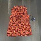 Anna Sui for Target Top Womens Small Orange Metallic Floral Sleeveless Ladies