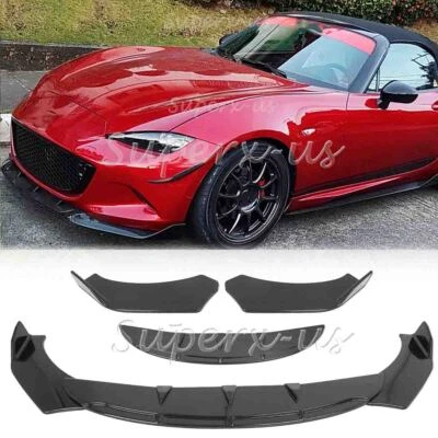 For Mazda Miata MX-5 2006-2022 Front Bumper Lip Spoiler Splitter Body Kit Glossy - Image 1 of 4