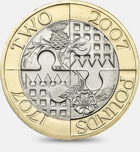 United Kingdom 2 pounds 2007 "United England and Scotland" F-VF (KM... - Picture 1 of 2