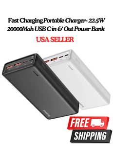 Portable Charger, 22.5W 20000Mah USB C in & Out Power Bank Fast Charging - Picture 1 of 14