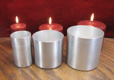 Candle Making Mold set 2", 3" & 3-1/2"  Flat base Seamless Aluminum pillar molds - Image 1 of 4