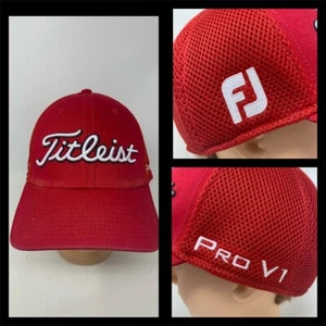 Titleist New Era FJ Footjoy PRO V1 Red Golf Hat Flex Fit Medium/Large OSFM - Picture 1 of 10