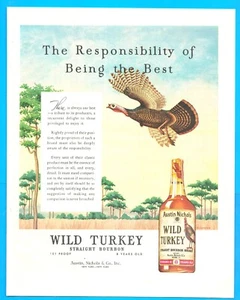 1963 Wild Turkey Bourbon Whiskey vintage PRINT AD Austin Nichols New York - Picture 1 of 3