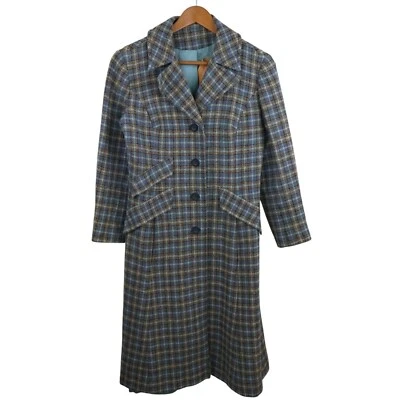 Vtg Pendleton Wool Tweed Plaid Peacoat Long Trench Jacket Womens Sz 0 2 XS Small - Image 1 of 4