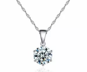 Damen Halskette Silber mit Zirkonia Stein Kristall Anhänger Halsband Choker - Bild 1 von 4
