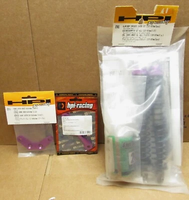 HPI Baja 5b Rear Purple ALUMINUM Threaded shocks 137-207mm HPI87465 with brace - Image 1 of 4