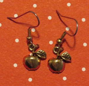 Apple Earrings 24 Karat Gold Plate Teacher Apples - Picture 1 of 2